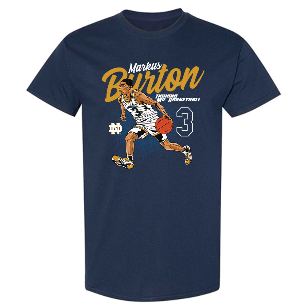 Notre Dame - NCAA Men's Basketball : Markus Burton - T-Shirt Individual Caricature