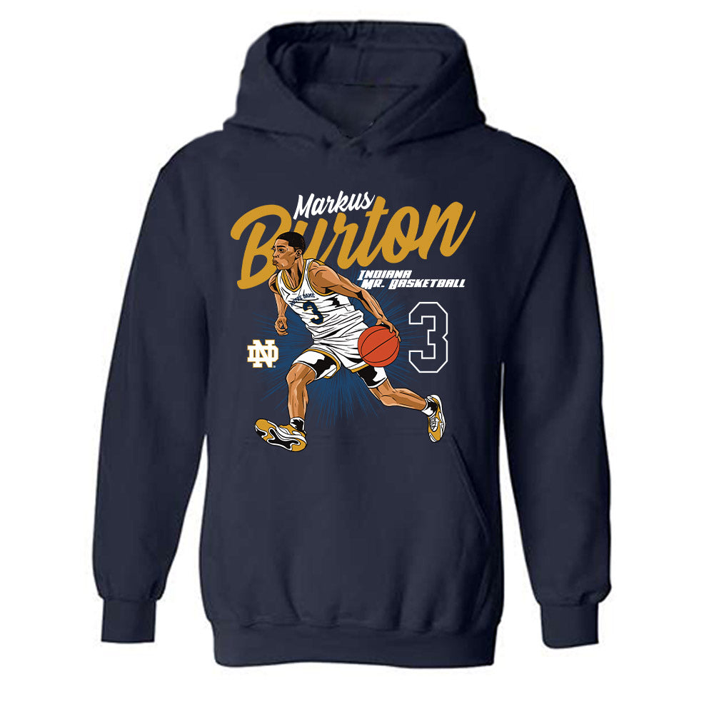 Notre Dame - NCAA Men's Basketball : Markus Burton - Hooded Sweatshirt Individual Caricature