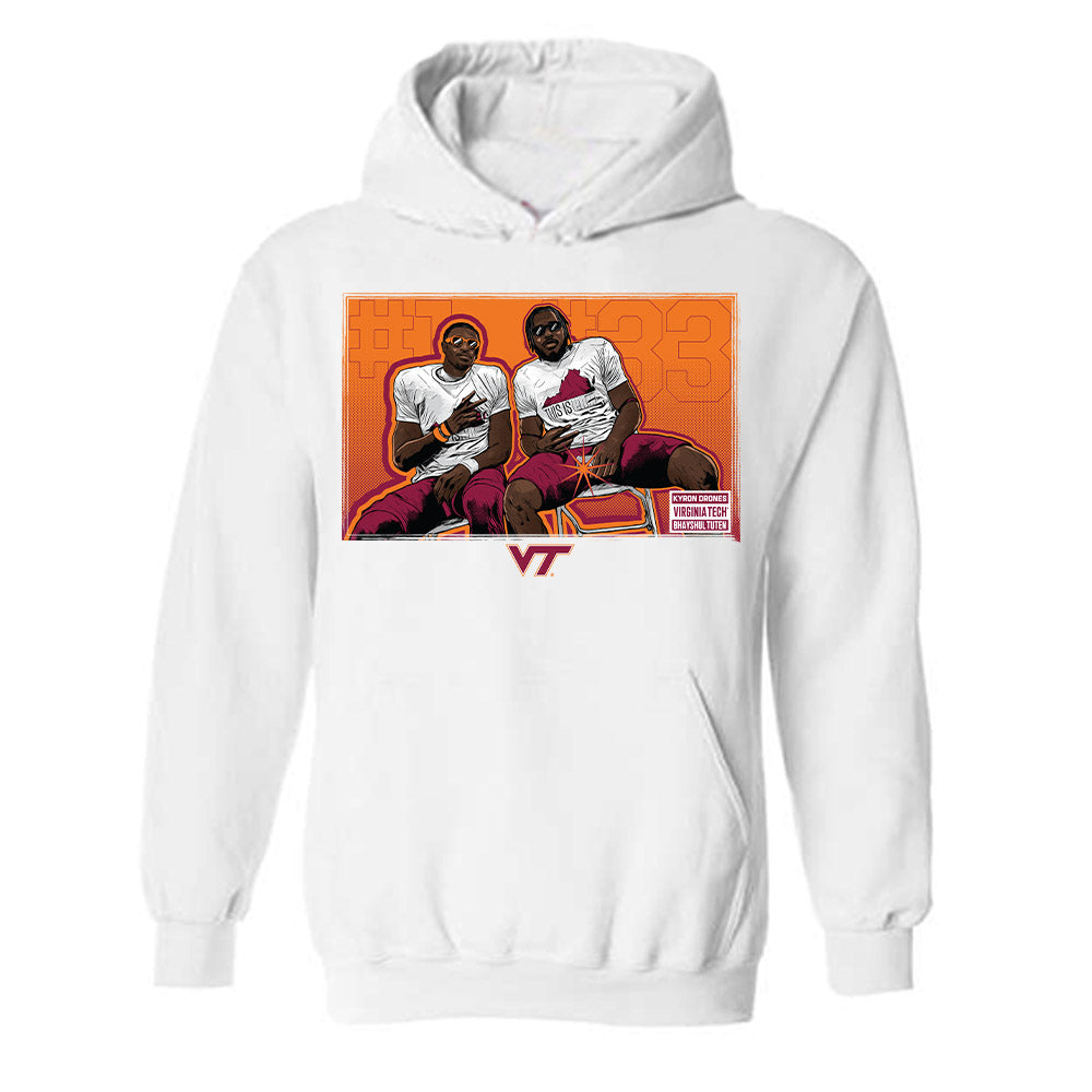 Virginia Tech - NCAA Football : Kyron Drones and Bhayshul Tuten - Hooded Sweatshirt Individual Caricature