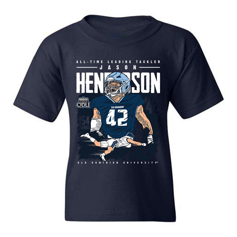 Old Dominion - NCAA Football : Jason Henderson - Youth T-Shirt Individual Caricature