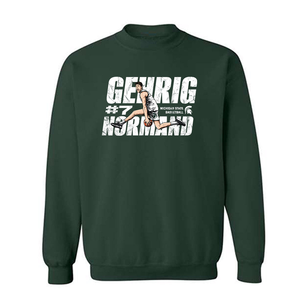 Michigan State - NCAA Men's Basketball : Gehrig Normand - Crewneck Sweatshirt Individual Caricature