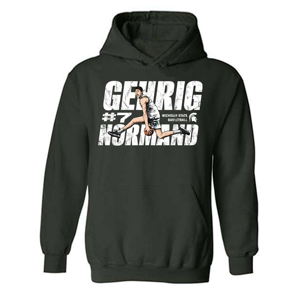 Michigan State - NCAA Men's Basketball : Gehrig Normand - Hooded Sweatshirt Individual Caricature