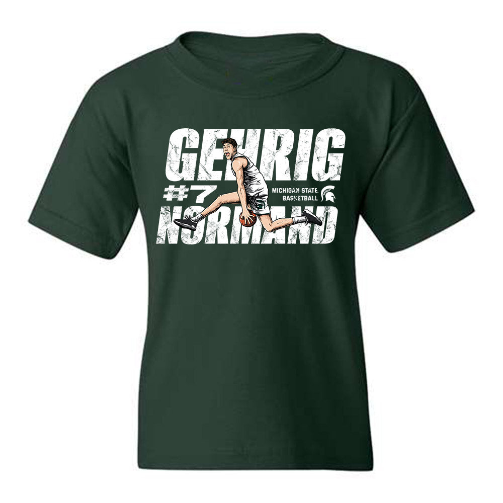 Michigan State - NCAA Men's Basketball : Gehrig Normand - Youth T-Shirt Individual Caricature