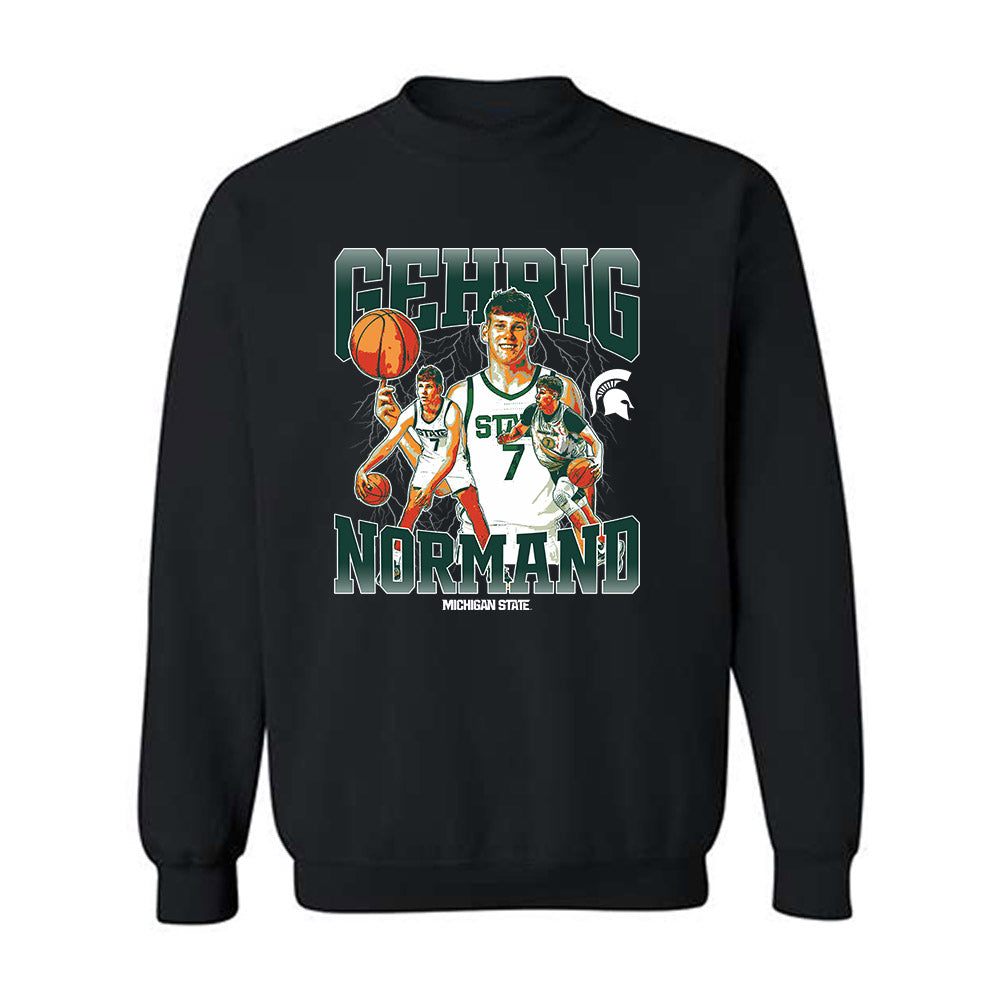 Michigan State - NCAA Men's Basketball : Gehrig Normand - Crewneck Sweatshirt Individual Caricature