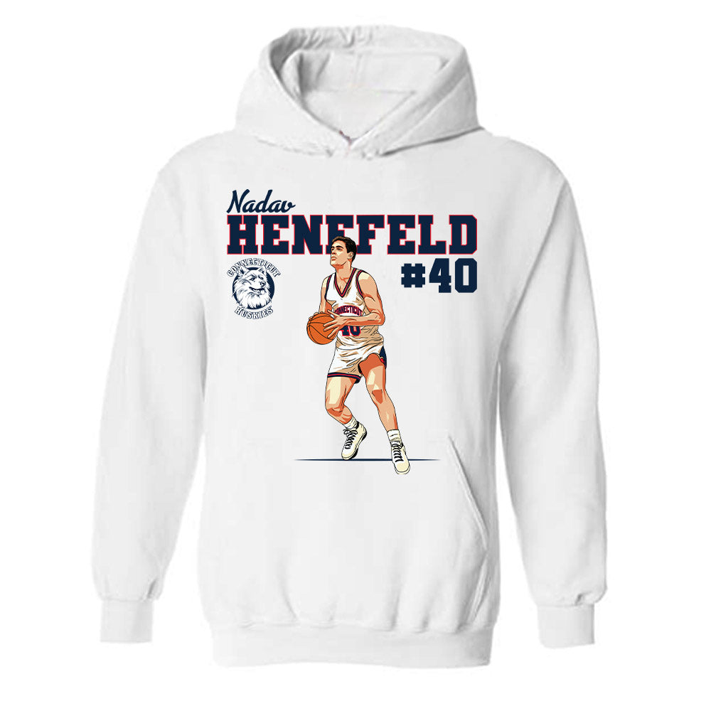 UConn - Men's Basketball Legends : Nadav Henefeld - Hooded Sweatshirt Individual Caricature