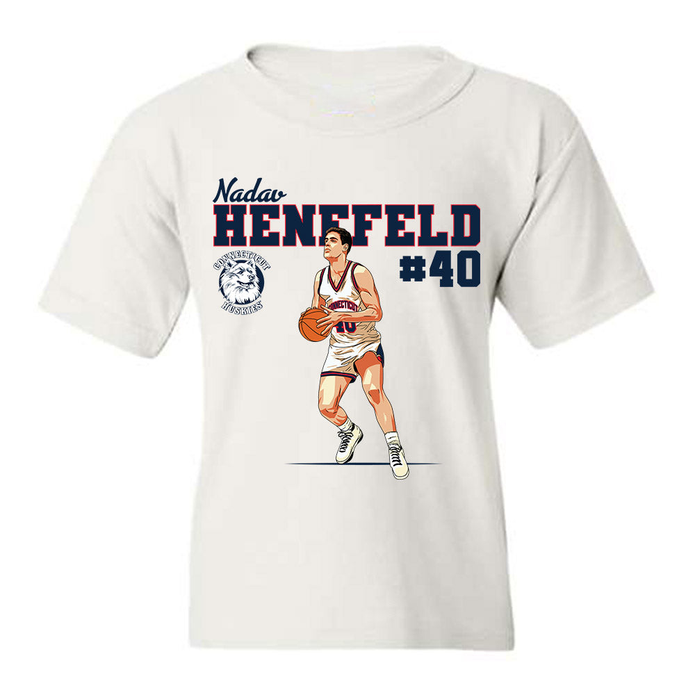 UConn - Men's Basketball Legends : Nadav Henefeld - Youth T-Shirt Individual Caricature