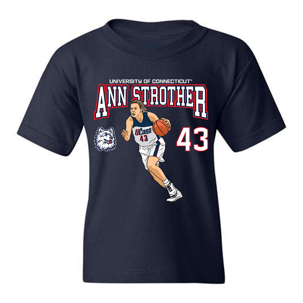 UConn - Women's Basketball Legends : Ann Strother - Youth T-Shirt Individual Caricature