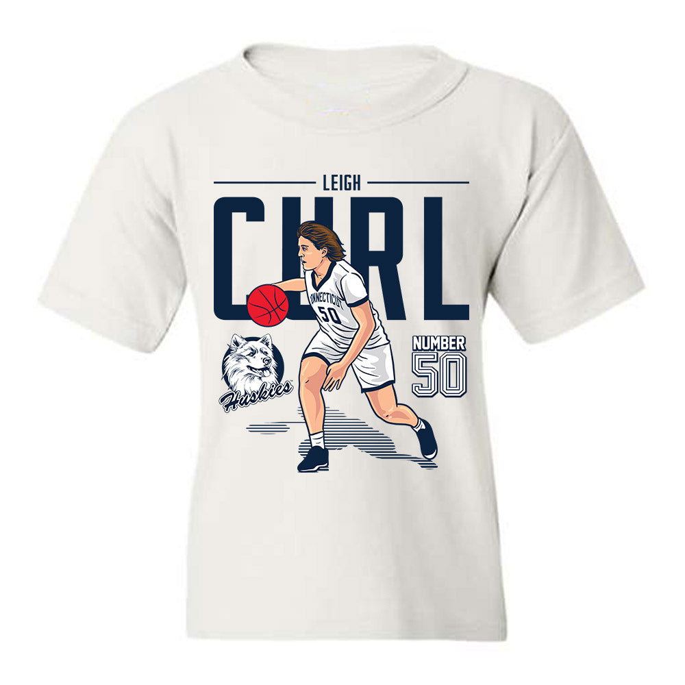 UConn - Women's Basketball Legends : Leigh Curl - Youth T-Shirt Individual Caricature