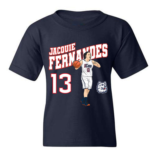 UConn - Women's Basketball Legends : Jacquie Fernandes - Youth T-Shirt Individual Caricature