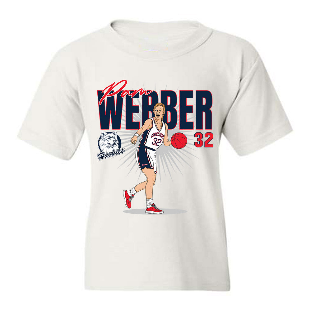 UConn - Women's Basketball Legends : Pam Webber - Youth T-Shirt Individual Caricature