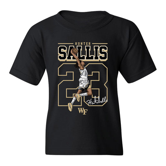 Wake Forest - NCAA Men's Basketball : Hunter Sallis - Youth T-Shirt Individual Caricature