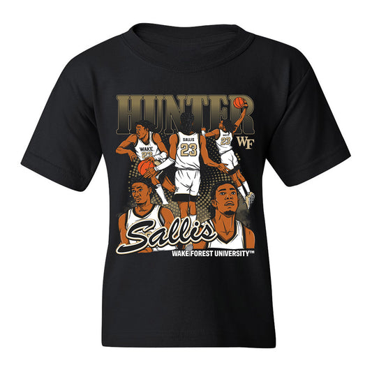 Wake Forest - NCAA Men's Basketball : Hunter Sallis - Youth T-Shirt Individual Caricature