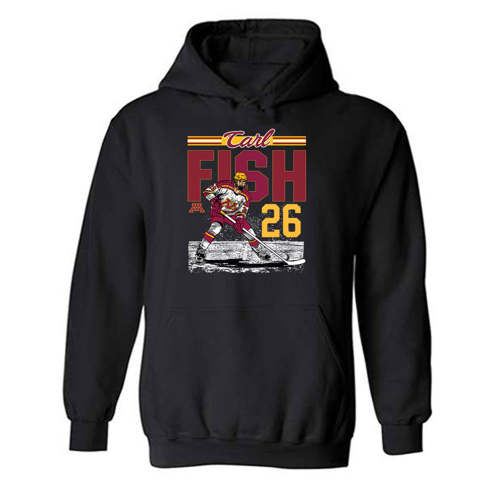 Minnesota - NCAA Men's Ice Hockey : Carl Fish - Hooded Sweatshirt Individual Caricature