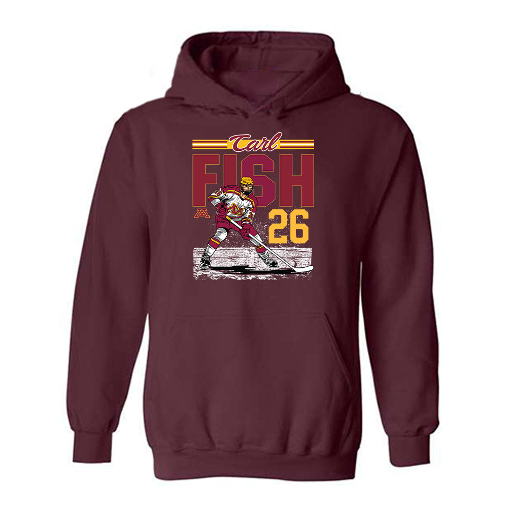 Minnesota - NCAA Men's Ice Hockey : Carl Fish - Hooded Sweatshirt Individual Caricature