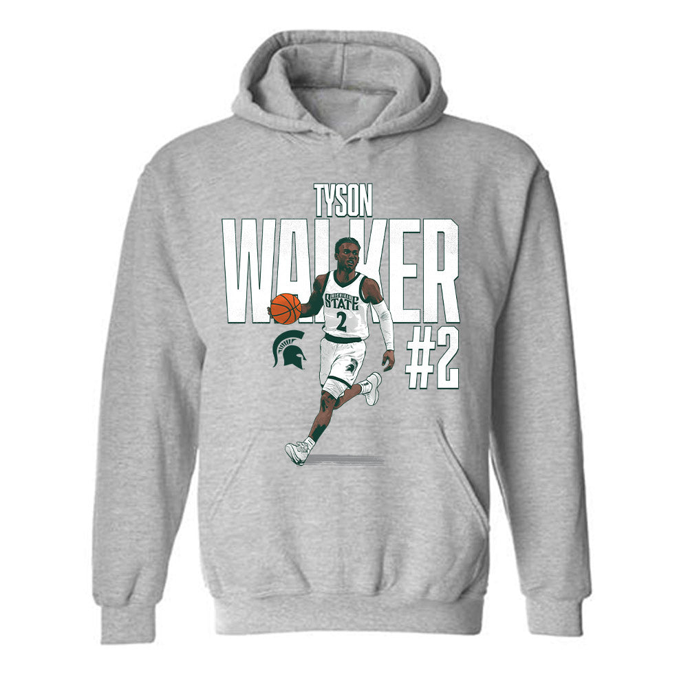 Michigan State - NCAA Men's Basketball : Tyson Walker - Hooded Sweatshirt Individual Caricature