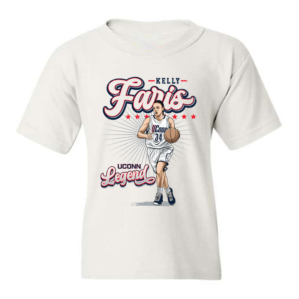 UConn - Women's Basketball Legends : Kelly Faris - Youth T-Shirt Individual Caricature