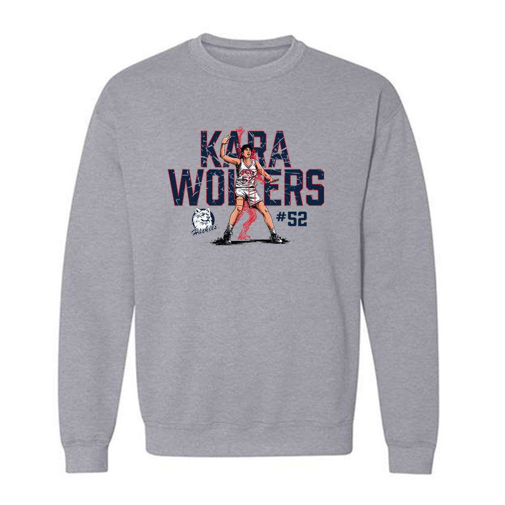 UConn - Women's Basketball Legends : Kara Wolters - Crewneck Sweatshirt Individual Caricature