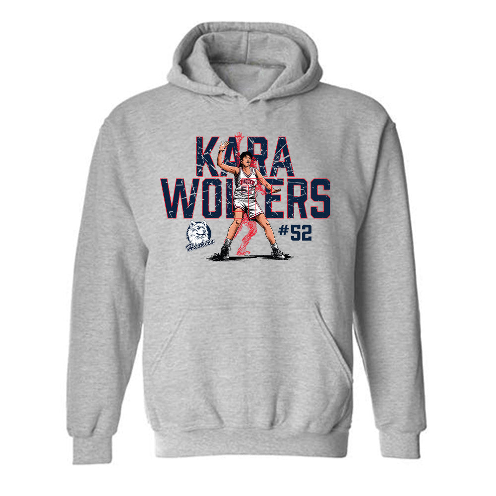 UConn - Women's Basketball Legends : Kara Wolters - Hooded Sweatshirt Individual Caricature