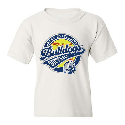 Drake - NCAA Softball : Emily Valtman - Youth T-Shirt Sports Shersey