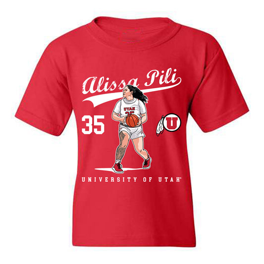 Utah - NCAA Women's Basketball : Alissa Pili - Youth T-Shirt Individual Caricature