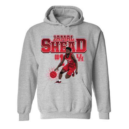 Houston - NCAA Men's Basketball : Jamal Shead - Hooded Sweatshirt Individual Caricature