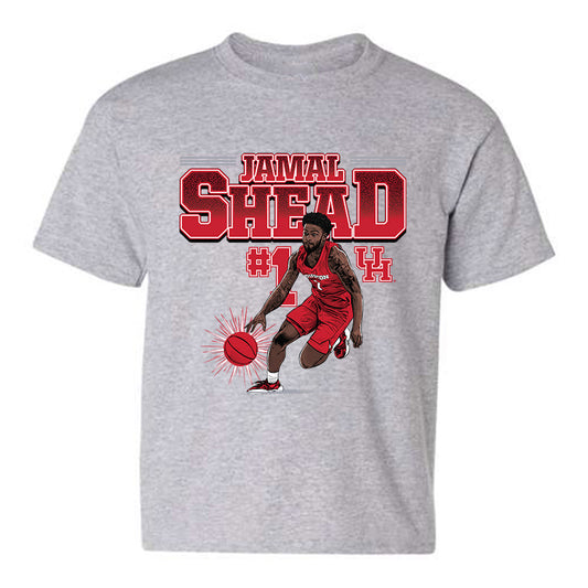 Houston - NCAA Men's Basketball : Jamal Shead - Youth T-Shirt Individual Caricature