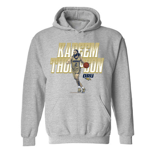 Oral Roberts - NCAA Men's Basketball : Kareem Thompson - Hooded Sweatshirt Individual Caricature