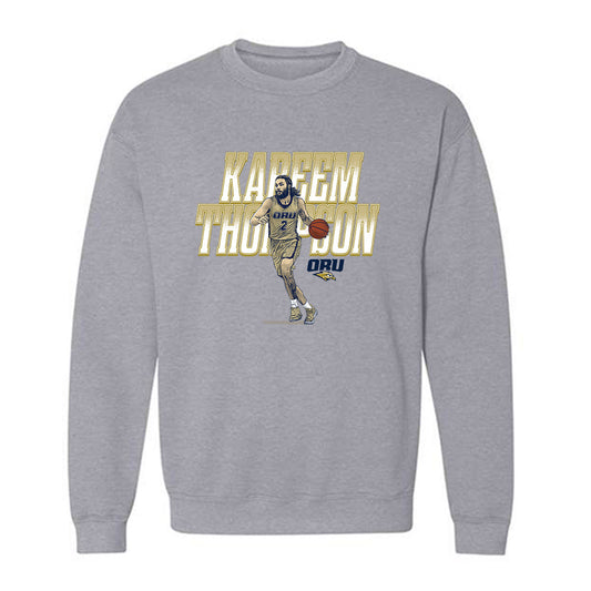 Oral Roberts - NCAA Men's Basketball : Kareem Thompson - Crewneck Sweatshirt Individual Caricature