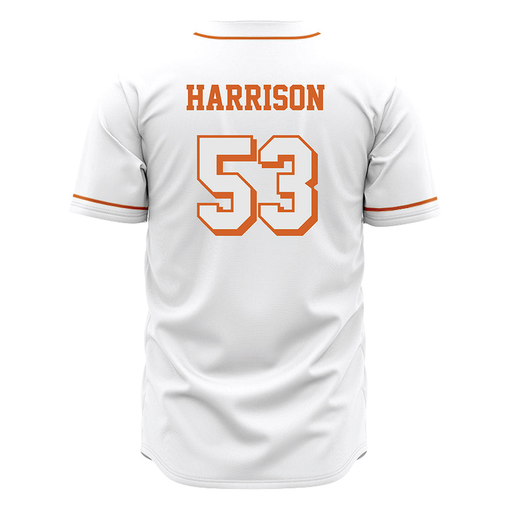 Texas - NCAA Baseball : Luke Harrison - Baseball Jersey White