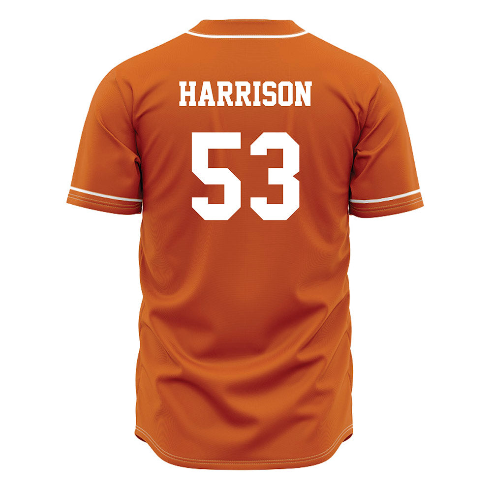 Texas - NCAA Baseball : Luke Harrison - Baseball Jersey Orange