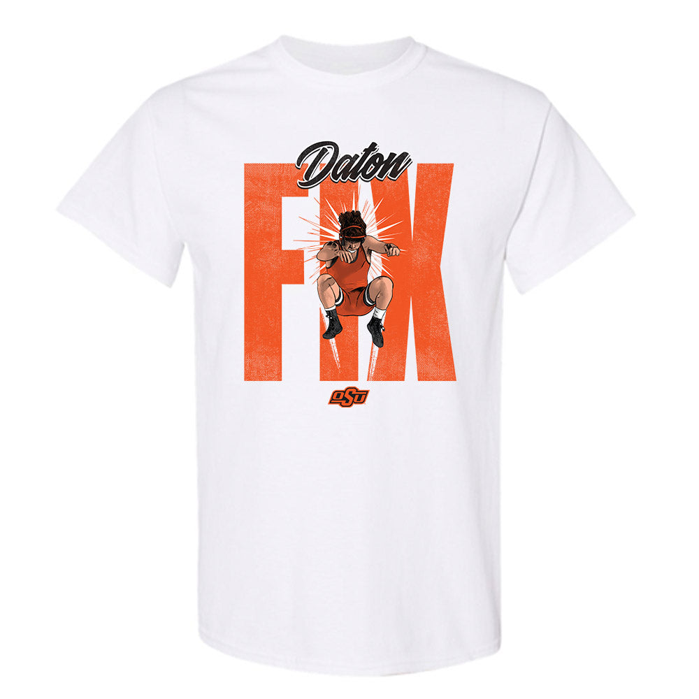 Oklahoma State - NCAA Wrestling : Daton Fix - T-Shirt Individual Caricature