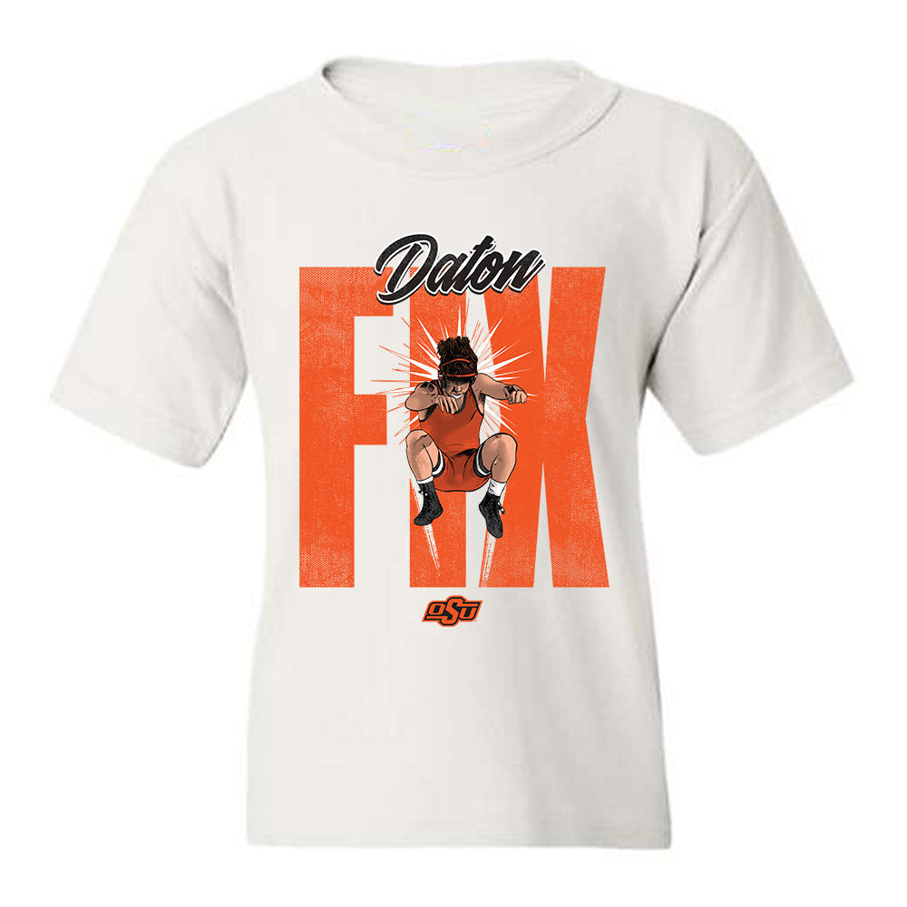 Oklahoma State - NCAA Wrestling : Daton Fix - Youth T-Shirt Individual Caricature