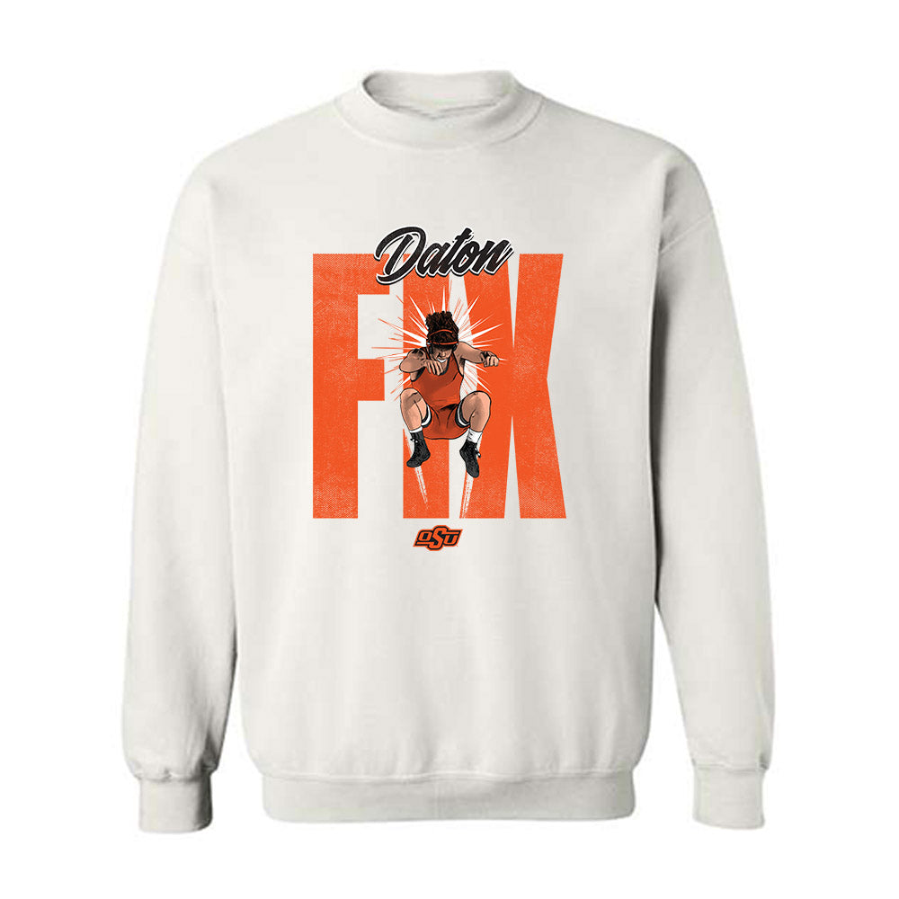 Oklahoma State - NCAA Wrestling : Daton Fix - Crewneck Sweatshirt Individual Caricature