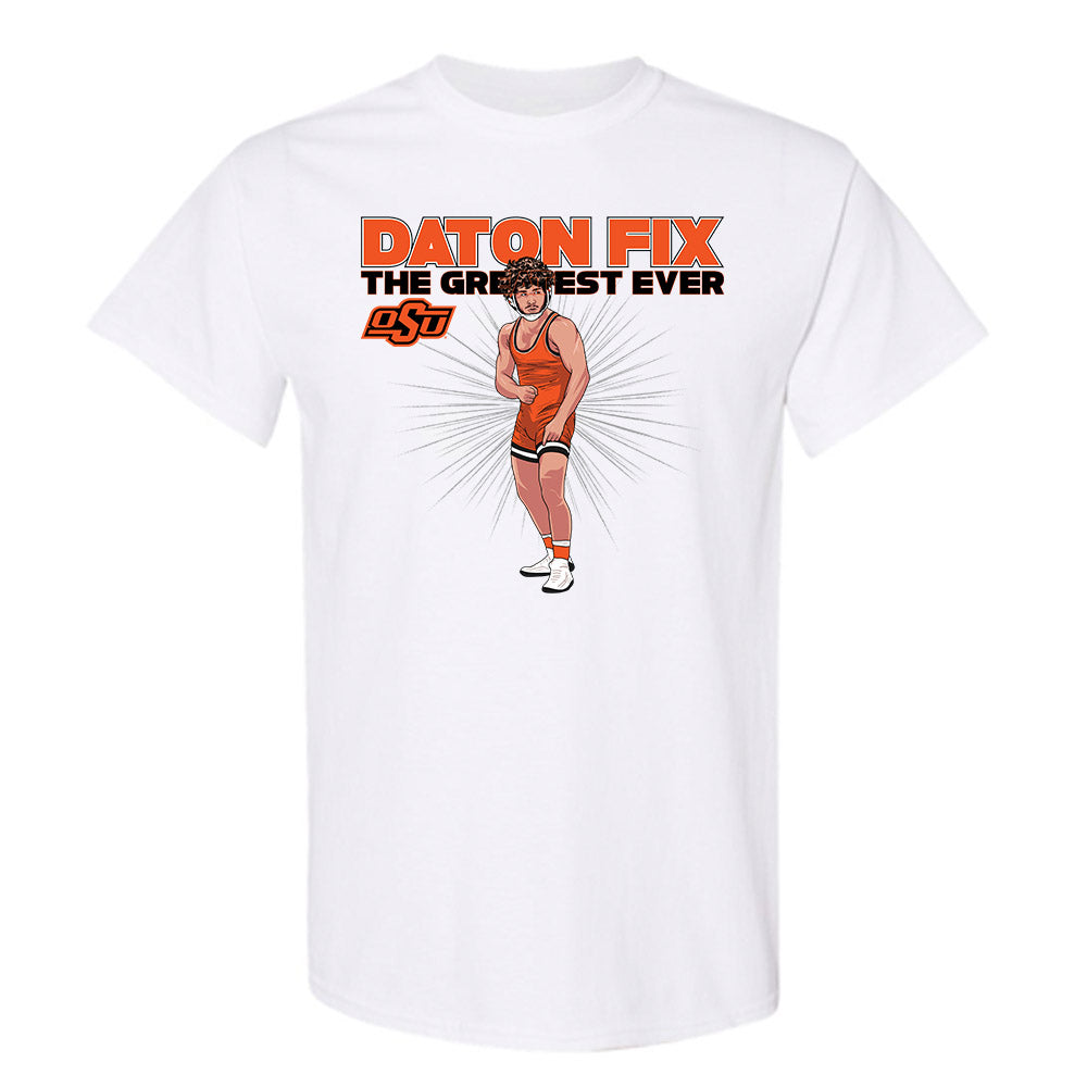 Oklahoma State - NCAA Wrestling : Daton Fix - T-Shirt Individual Caricature