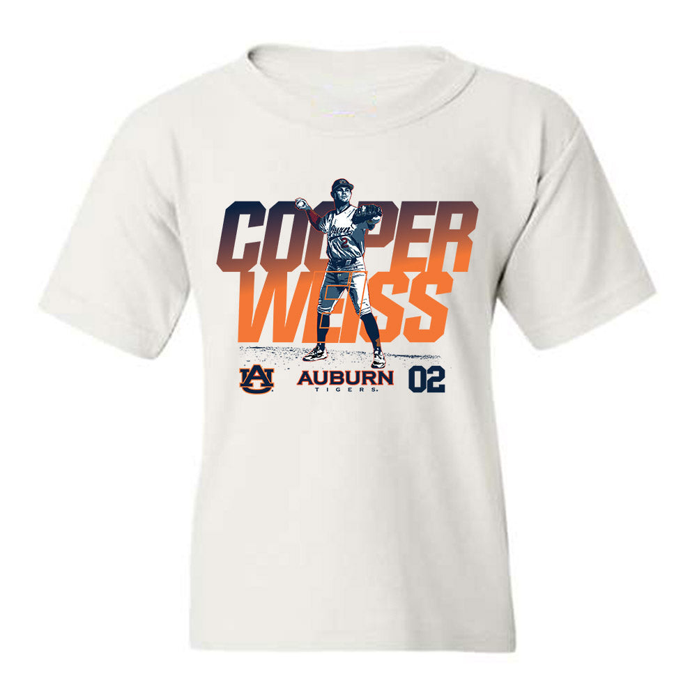 Auburn - NCAA Baseball : Cooper Weiss - Youth T-Shirt Individual Caricature