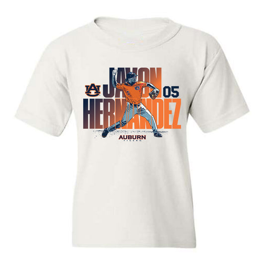 Auburn - NCAA Baseball : Javon Hernandez - Youth T-Shirt Individual Caricature