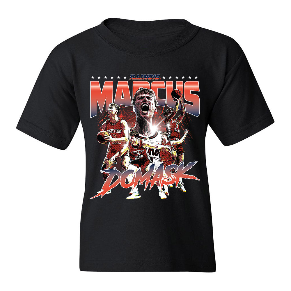 Illinois - NCAA Men's Basketball : Marcus Domask - Youth T-Shirt Player Illustration