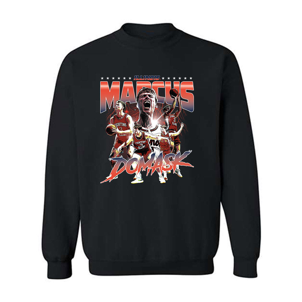 Illinois - NCAA Men's Basketball : Marcus Domask - Crewneck Sweatshirt Player Illustration