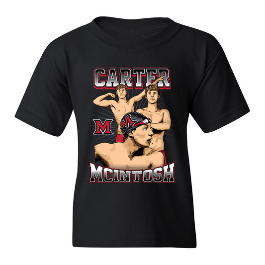 Miami of Ohio - NCAA Men's Swimming & Diving : Carter McIntosh - Youth T-Shirt Individual Caricature