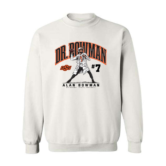 Oklahoma State - NCAA Football : Alan Bowman - Crewneck Sweatshirt Individual Caricature