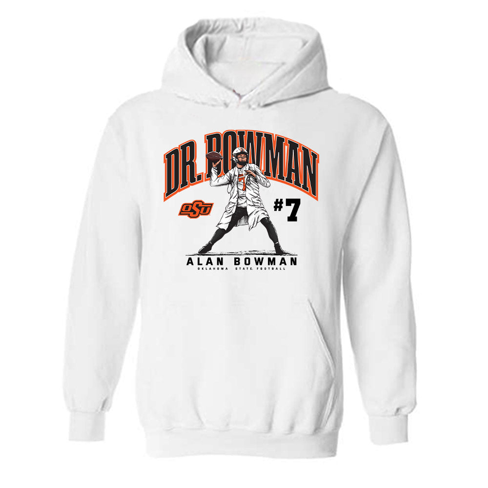 Oklahoma State - NCAA Football : Alan Bowman - Hooded Sweatshirt Individual Caricature