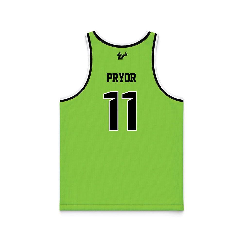 USF - NCAA Men's Basketball : Kasean Pryor - Slime Green Basketball Jersey