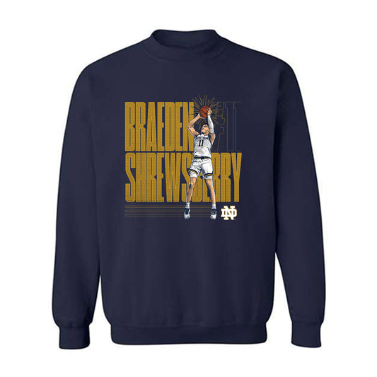 Notre Dame - NCAA Men's Basketball : Braeden Shrewsberry - Crewneck Sweatshirt Player Illustration