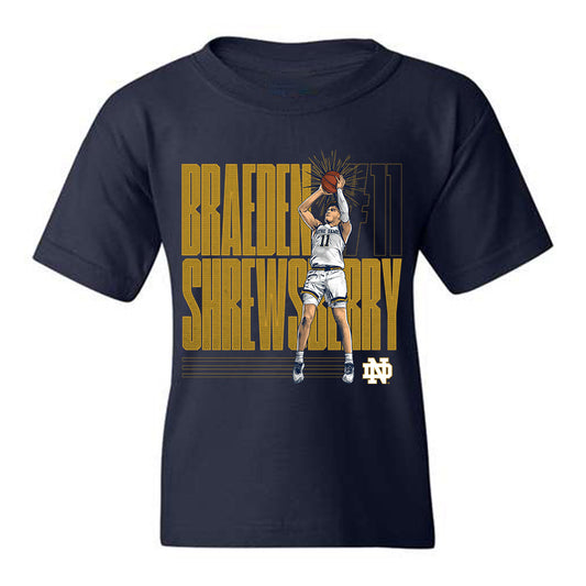 Notre Dame - NCAA Men's Basketball : Braeden Shrewsberry - Youth T-Shirt Player Illustration