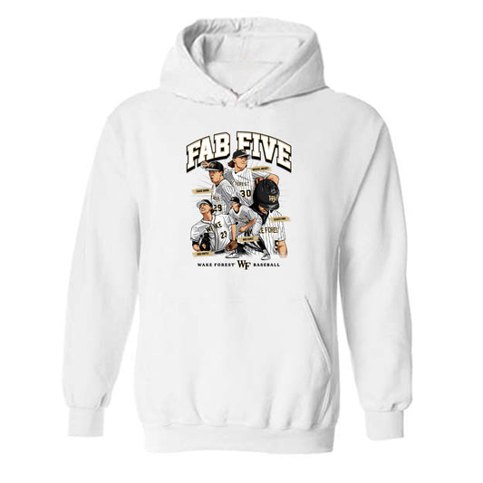 Wake Forest - NCAA Baseball : Fab Five - Hooded Sweatshirt Team Caricature