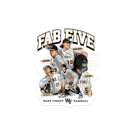 Wake Forest - NCAA Baseball : Fab Five - Sticker Team Caricature