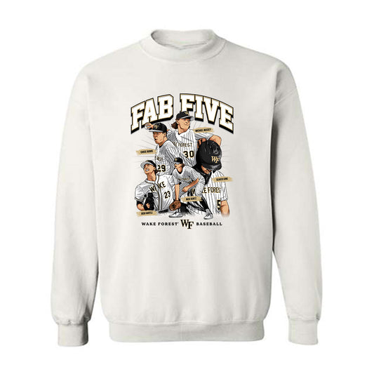 Wake Forest - NCAA Baseball : Fab Five - Crewneck Sweatshirt Team Caricature
