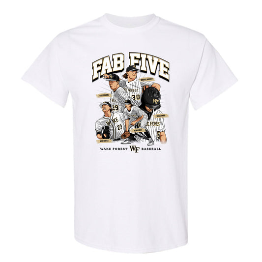 Wake Forest - NCAA Baseball : Fab Five - T-Shirt Team Caricature