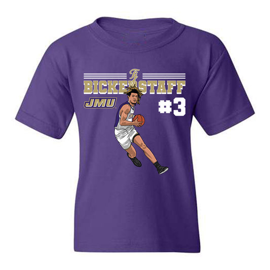 JMU - NCAA Men's Basketball : Tj Bickerstaff - Youth T-Shirt Individual Caricature
