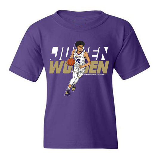 JMU - NCAA Men's Basketball : Julien Wooden - Youth T-Shirt Individual Caricature